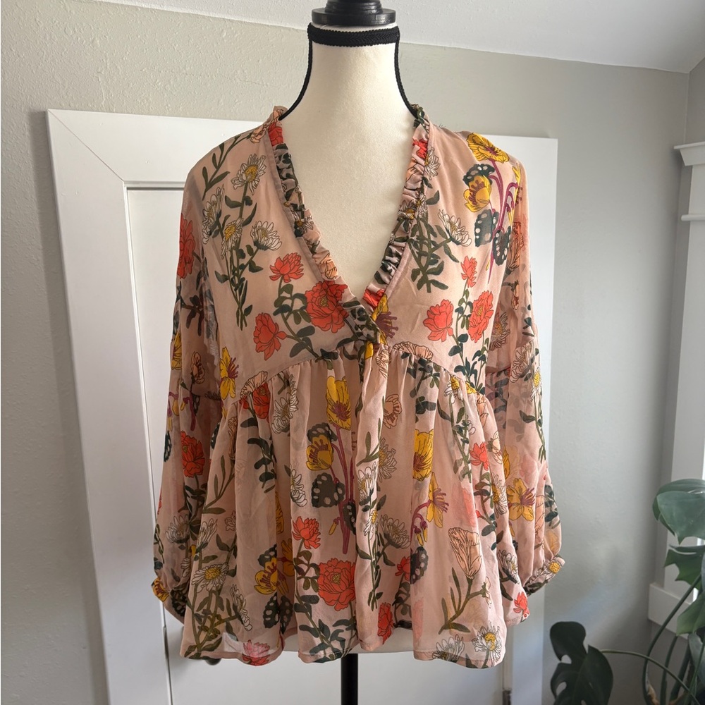 Lucky Brand Floral Top Size S